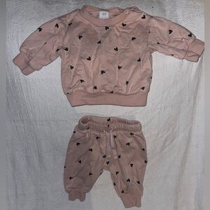 H&M Blush Baby Set with Black Hearts